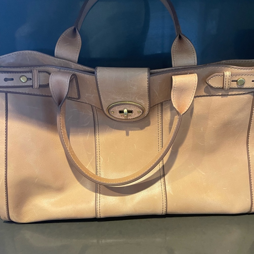 Fossil Computer + Or Large Tote - 100 % Calf Skin… - image 4
